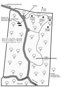 Map of Landpod Locations at Wildflower Wood
